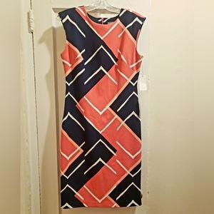 NWT Pink/Navy zigzag sheath dress